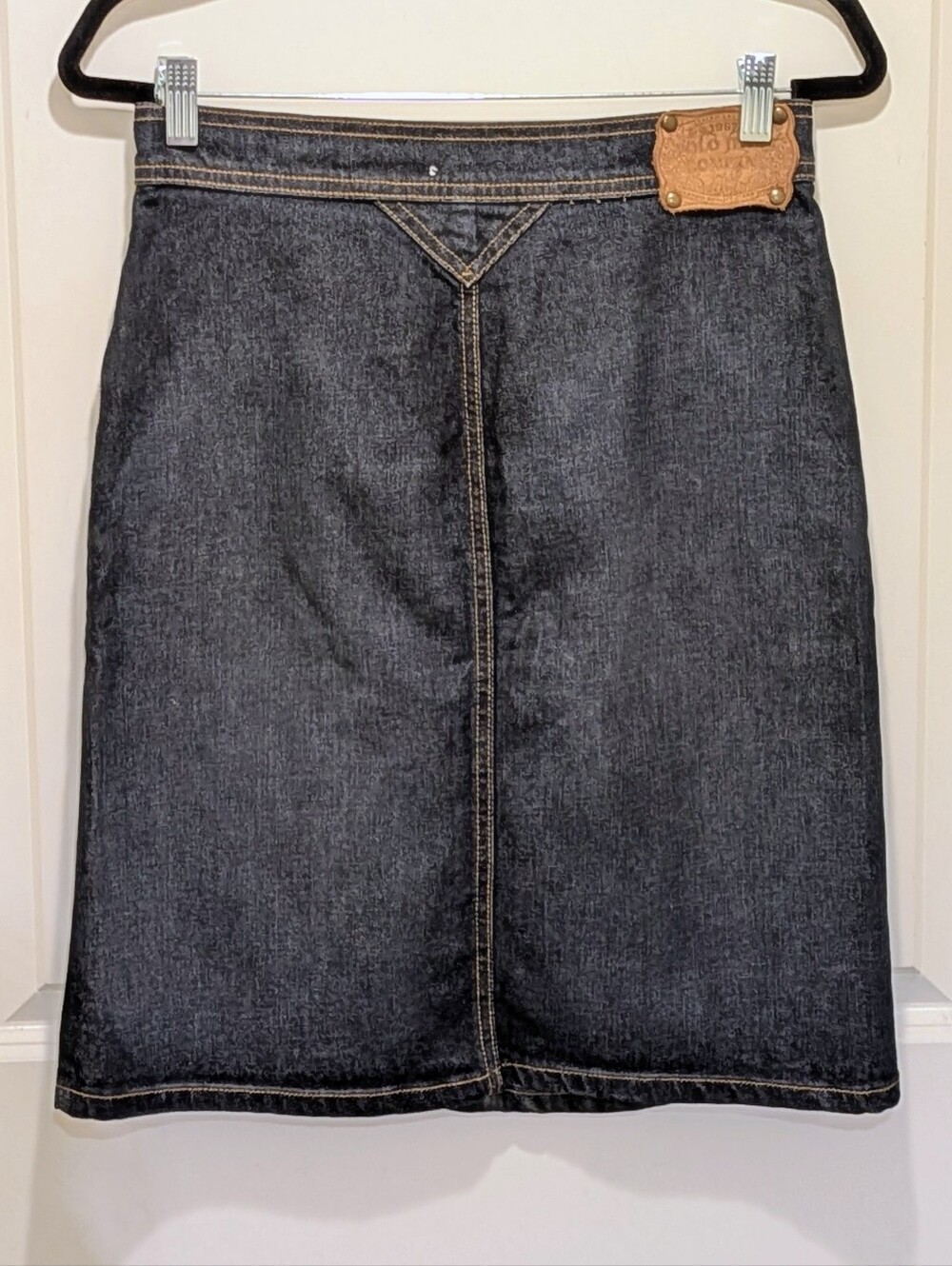 EUC 90s Ralph Lauren 2 Polo Jeans Co Dark Wash Snap Front Denim Skirt - Picture 6 of 7